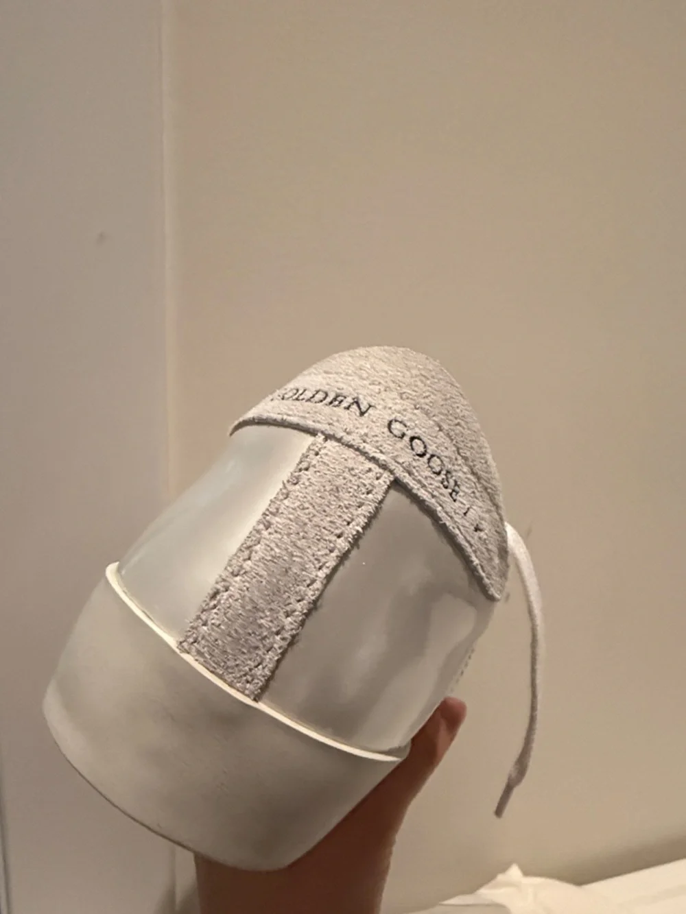 Golden Goose White Sneakers with Silver Glitter Star and Pink Sole - Picture 5 of 6